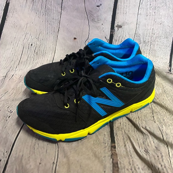 New Balance Men’s Acteva Running Sneakers Shoes W730BY1 Sz 10 Black Yellow Blue - Picture 1 of 11